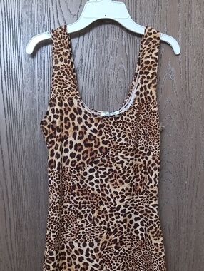 Leopard Print Sleeveless Bodycon Dress - Brown
